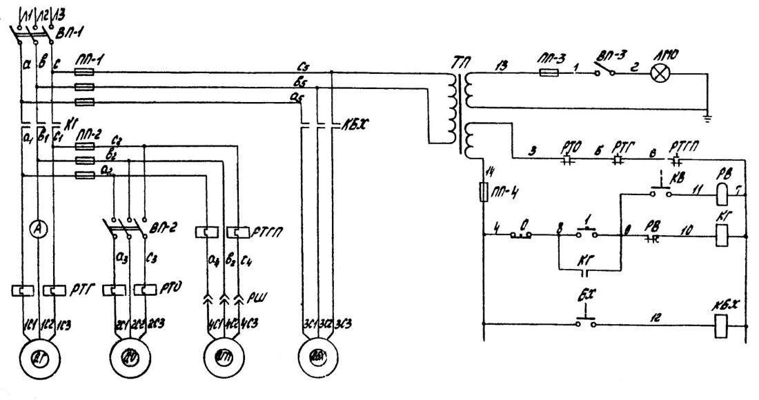 Электрическая схема токарного станка 1К62