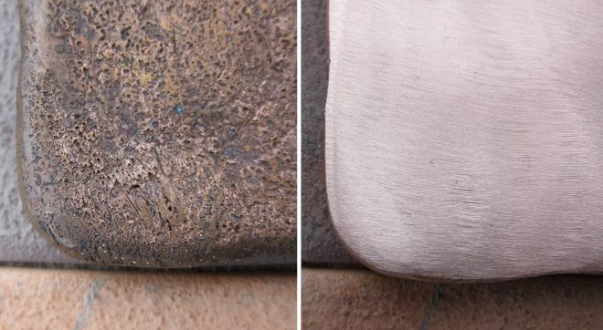 При соблюдении технологии плавки на поверхности медного слитка могут остаться неглубокие поры, легко удаляемые шлифовкой