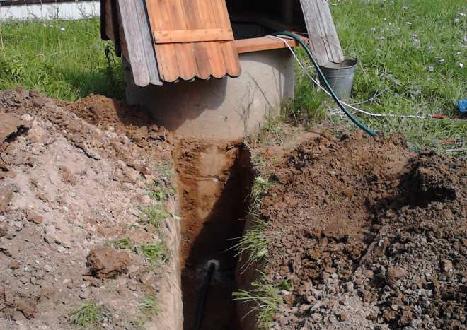 В случае прокладки водовода выше уровня промерзания грунта следует использовать утеплители или греющие кабели