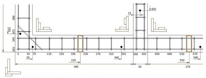 Схема раскладки арматуры ленточного фундамента