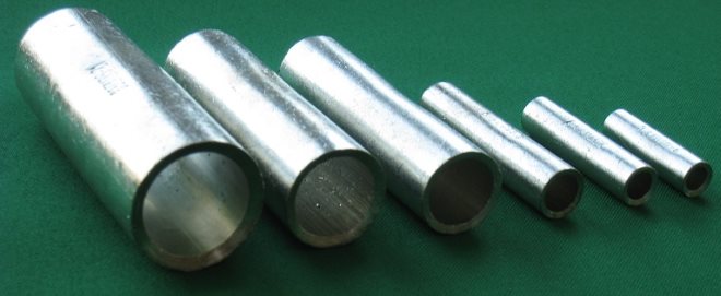 Соединительные гильзы типа ГМЛ, изготовленные из электротехнической меди с олово-висмутовым защитным покрытием