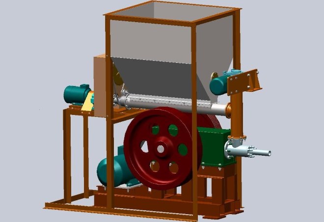 3D модель ударно-механической части пресса для производства брикетов